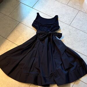 Lauren Ralph Lauren Navy Sleeveless Midi Dress with Waist Tie